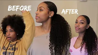 How To: Sleek Low Ponytail w/ Weave on Short Natural Hair