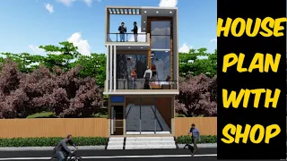 16X47 Me Dukaan Ke Sath Ghar Ka Naksha || House Plan With Shop || Simple House Plan For Market 💥❤❤