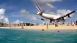 Airpoirt St Maarten jet blast Beautiful caribbean beach - Amazing Plane landing and Takeoff