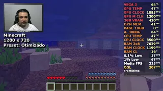 Athlon 3000G + VEGA 3 -  Minecraft (720p) 2x8GB (PC) Sem Placa de Vídeo