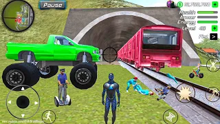 Black Hole Rope Hero Vice Vegas - Monster Truck at Train Station #26 - Android Gameplay