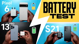iPhone 13 Pro Max vs Pixel 6 Pro vs S21 Ultra | ULLTIMATE Battery Charging Test