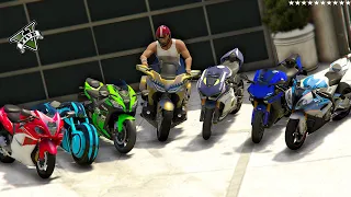 GTA 5 - Stealing Luxury SUPER BIKES with Franklin | (Real Life Bikes)