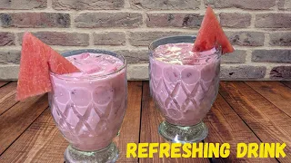 watermelon juice without blender | Refreshing Watermelon Milk shake | tarbooz ka sharbat