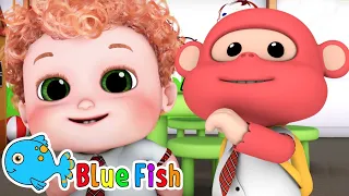 Learning At School & Playground | this is the way we brush our teeth song | Blue Fish Nursery Rhymes