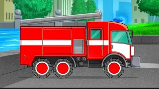 Пожарная машина  Профессии для детей Машинки Мультик