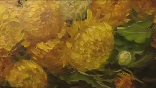 Как написать хризантемы. Живопись маслом по тёмному акриловом у грунту. How to draw a chrysanthemum
