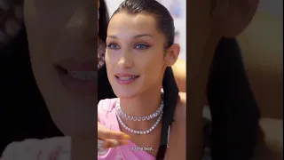 Bella Hadid backstage for Swarovski's new campaign #bellahadid #backstage #swarovski