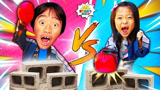 Boys VS Girls Breaking Bricks Challenge!