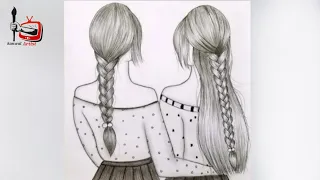 Best Friends pencil sketch toturial / How to draw two friends Hugging each other / Easy Bff drawing