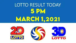 PCSO Lotto Result Today March 1,2021 5PM | 2D | 3D | ez2  | swertres | 4D | 6/45 | 6/55