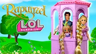 Barbie Doll LOL Rapunzel Family Tower Playdate with Disney Aladdin LOL Family