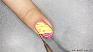 Abstract nail design with wet regular polishes / Абстрактный ногтевой дизайн по-мокрому