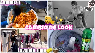 ALMUERZO🥘+LAVANDO ROPA🧺🫧/cambio de look💇‍♀️✨/mi vida de mamá de 3 😫#chisme