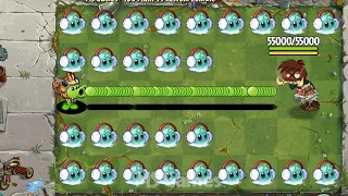 PvZ 2 Hard Challenge - 200 Plant level 1 Vs Custom Tuskhead Zombie 55000 HP