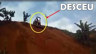 Retroescavadeira descendo encosta - Backhoe down slope