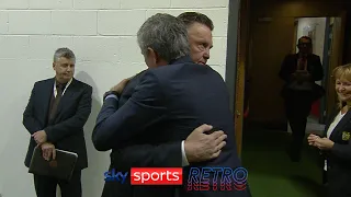Jose Mourinho hugs Louis van Gaal at Old Trafford