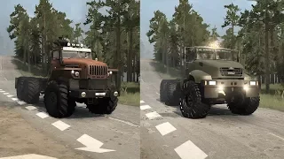 Spintires Mudrunner Kraz B vs Ural Polarnik | Monster 6x6 Truck