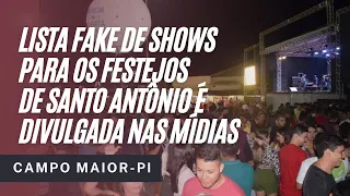 FAKE NEWS: Lista falsa de shows dos festejos de Campo Maior-PI é divulgada nas redes sociais