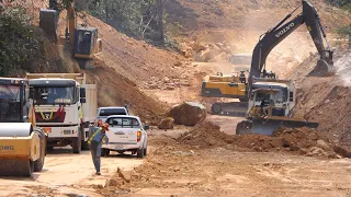 Technique For Building New Road On Mountain Especially by Komatsu Dozer, Liugong And Volvo Excavator