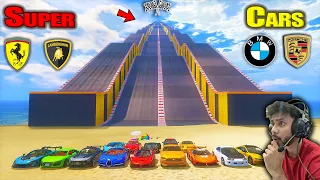 Powerful Super Cars🚀 Vs Extreme🔥Mega Ramp Drag Race GTA 5