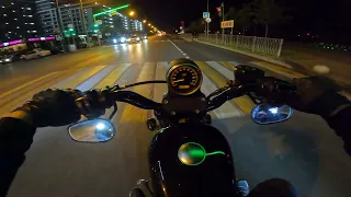 Driving on Kazan highway at night | Harley Davidson | езда по городу на мото (без монтажа)