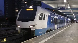 Vertrek Keolis FLIRT 7303 van Station Enschede