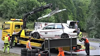 Rennfahrzeug- Bergung nach Crash 58. ADAC/EMSC Wolsfelder Bergrennen 06.06.2022