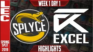 SPY vs XL Highlights | LEC Spring 2019 Week 1 Day 1 | Splyce vs exceL Esports