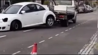 Tow Truck Driver Wrecks Cars Whilst towing VW Beetle | UK, England