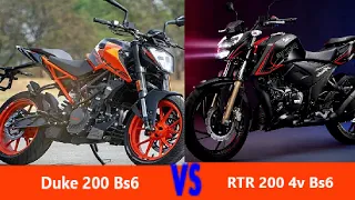 RTR 200 4v Bs6 vs Duke 200 Bs6 || Full Comparison