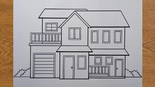 How to Draw a Level House || Easy House Drawing For Beginners