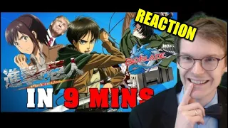REVISITING PAST EVENTS... WITH LAUGHTER?  || Attack on Titan in 9 min by Gigguk - BLIND REACTION