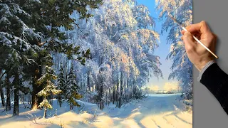 👍 Acrylic Landscape Painting  - Winter Time  / Easy Art / Drawing Lessons / Beautiful Relaxing