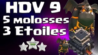 Penta Molosses Hdv 9 en GDC ! 3 étoiles faciles ! - Clash of clans Français