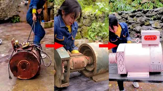 💡AMAZING RESTORATION! Girl Repairs Old Rusted Generator Engine That Has Been Broken For 20 Years