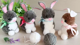 🐰💕Чудесные ЗАЙКИ/КРОЛИКИ из пряжи 🐇  Pom Pom Bunny/Rabbit