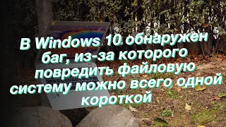 В Windows 10 обнаружен баг, из-за которого повредить файловую систему можно всего одной короткой