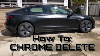 BLACK ON BLACK How To Chrome Delete Your Trim | Tesla Model 3