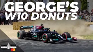 George Russell burns tyres of Mercedes W10 at Goodwood | Festival of Speed 2022