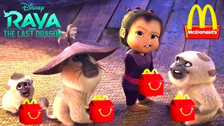 2021 DISNEY RAYA AND THE LAST DRAGON MOVIE TRAILER REVIEW McDONALDS RAYA HAPPY MEAL TOYS BOX DISPLAY