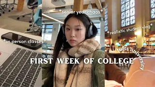 first week of college 📚🎧 | senior @tufts university, in person classes, a *realistic* student vlog