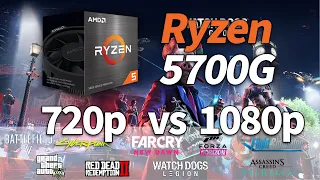 AMD Ryzen 5700G - 720p vs 1080p | Test in 10 Games | 720p 1080p