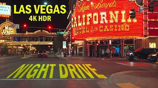 4K HDR Driving at Night Down the Las Vegas Strip + Downtown