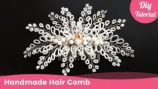 Bridal Beaded Hair Comb for Wedding. Handmade Hair Accessories for Beginners.