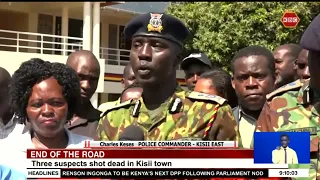 Detectives last night shot dead 3 suspected armed robbers in Kisii town and recovered a loaded rifle