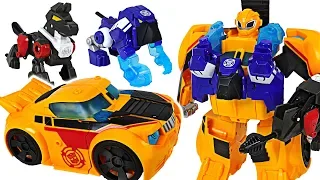 Transformers Rescue Bots Bumblebee Rescue Guard! Defeat dinosaur, octopus monster! - DuDuPopTOY