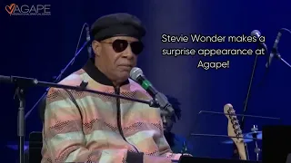 Stevie Wonder makes a surprise appearance at Agape!