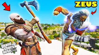 Franklin Found KRATOS To Fight ZEUS GOD OF MONSTERS in GTA 5 | SHINCHAN and CHOP