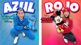 Comprando TODO de UN SOLO COLOR: Azul VS Rojo / Stitch VS Mickey Mouse